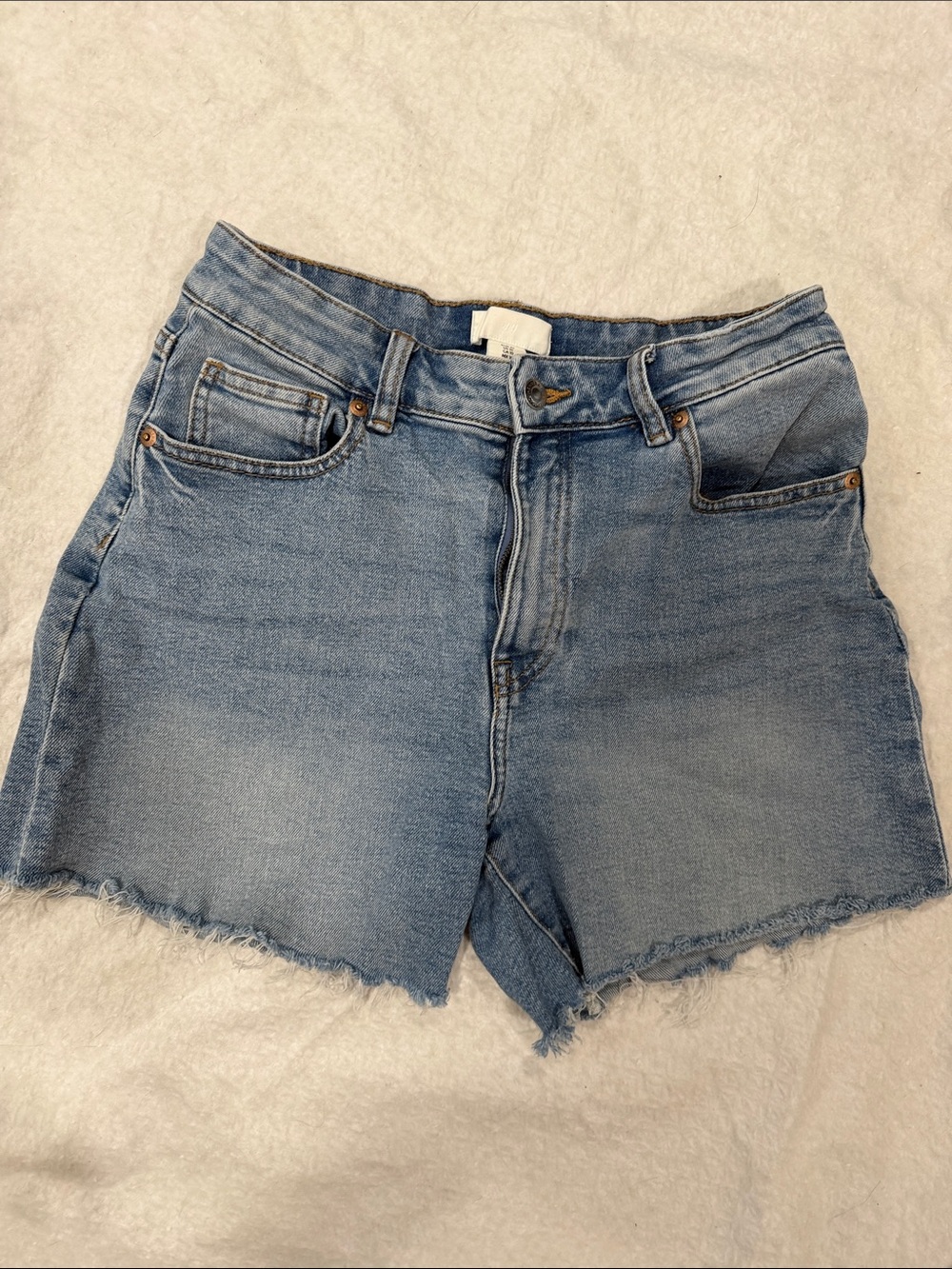 H&M Light Blue Frayed Hem Denim Shorts